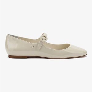 Larroude Cream Patent Leather Flats